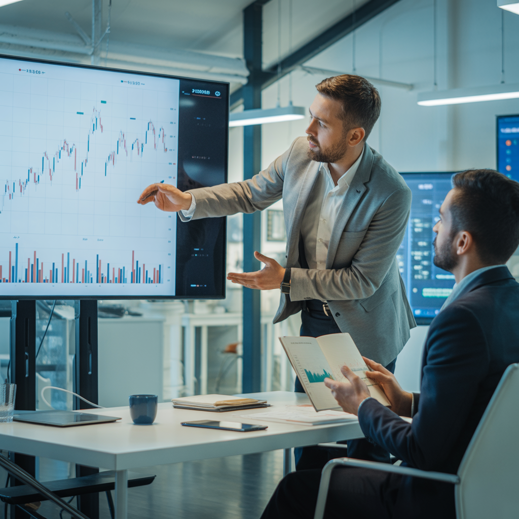 Session de coaching en investissement avec graphiques