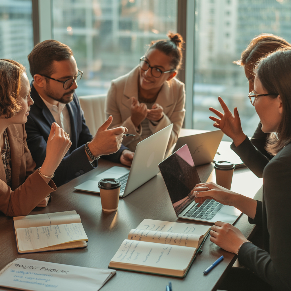 Équipe de coachs discutant des stratégies d'investissement