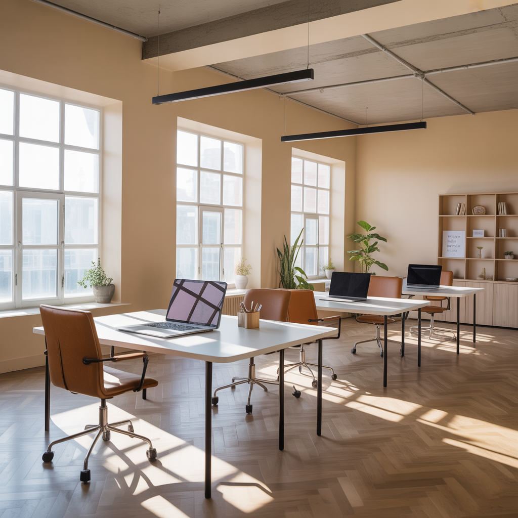 Espace de travail moderne et lumineux pour le coaching