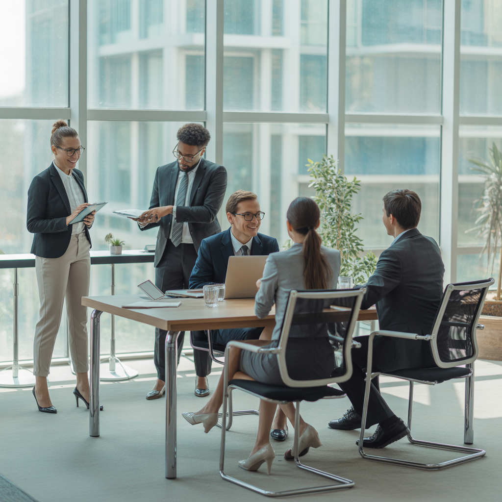 Bannière inspirante d'une équipe de coaching financier collaborant
